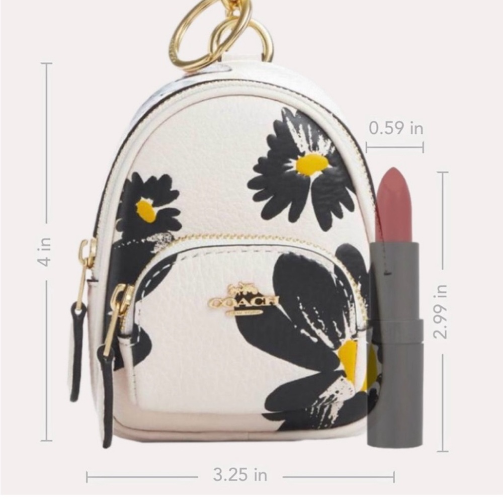 Coach Mini Backpack Bag Charm Chalk And Black Floral Print Final Price - Picture 12 of 13